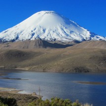 Lake Chungara with Volcan Parinacota